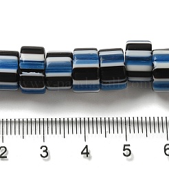 手作りのネパールランプワークビーズ  ストライプの列  スチールブルー  9~11x4~10mm  穴：2mm  約101個/連  25.98~26.77''（66~68センチメートル）&nbsp;LAMP-B023-07C-09