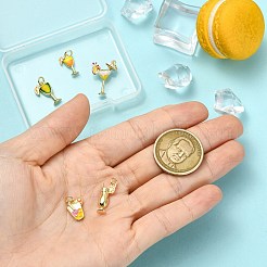 5個5スタイルの真鍮エナメルペンダント  ドリンクチャーム  ラックめっき  カドミウムフリー＆鉛フリー  長持ちメッキ  18KGP本金メッキ  丸カン付き  ミックスカラー  12~19.5x9~15x2~7.5mm  穴：3mm  1個/スタイル&nbsp;KK-CJ0005-66