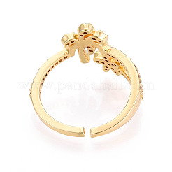 Brass Micro Pave Cubic Zirconia Cuff Rings for Women&nbsp;KK-T071-56G