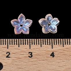 染色・加熱ガラスビーズキャップ  5  - 花びらの花  紫色のメディア  9x9.5~10x3.8mm  穴：1mm&nbsp;GLAA-Z019-02G