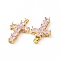Brass Micro Pave Clear Cubic Zirconia Pendants&nbsp;ZIRC-F135-27G-03