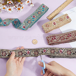 4色のポリエステル刺繍スパンコールリボン  洋服アクセサリー  ミックスカラー  1-5/8インチ（41mm）  2.5ヤード/カラー&nbsp;OCOR-CY0004-53