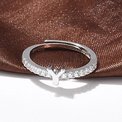 S925 スターリングシルバー調節可能な女性用レターリング  マイクロパヴェキュービックジルコニア付き  文字y  2mm  usサイズ5 1/2(16.1mm)  文字：1mm&nbsp;RJEW-M068-01P-Y