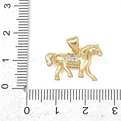 真鍮製マイクロパヴェキュービックジルコニアペンダント  馬  カドミウムフリー＆鉛フリー  ラックめっき  長持ちメッキ  18KGP本金メッキ  13x20x5mm  穴：3.5x4mm&nbsp;KK-G544-12G