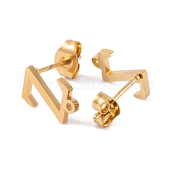 イオンプレーティング（IP）304ステンレススチールスタッドピアス  女性のための  文字Z  11.5x8mm  穴：1mm  ピン：0.7mm&nbsp;FIND-Q103-01Z-G