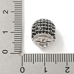 Brass Micro Pave Black Cubic Zirconia Beads&nbsp;ZIRC-P119-14P-02