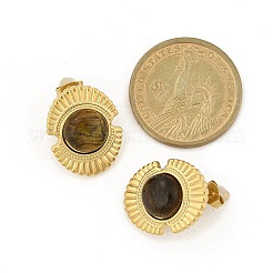 304 Stainless Steel Natural African Turquoise(Jasper) Stud Earrings&nbsp;EJEW-G421-02G-02