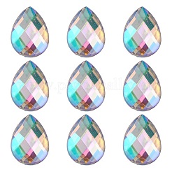 模造台湾アクリルラインストーンカボション  フラットバック  多面カットティアドロップ  ABカラー  クリアAB  18x13x4mm  約500個/袋&nbsp;GACR-A022-13x18mm-17