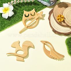 3Pcs 3 Styles Wood Buckle Pin&nbsp;JEWB-CJ0003-36
