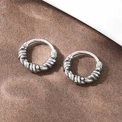316ステンレススチール軟骨ピアス  フープノーズリング  アンティークシルバー  ツイストリング  11.5x13x4mm&nbsp;AJEW-C044-16C-AS