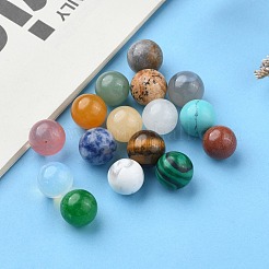 天然と合成の宝石用原石ビーズ  宝石の球  ワイヤー包まれたペンダント作りのために  穴なし/ドリルなし  ラウンド  ミックスカラー  10mm&nbsp;G-S117-10mm-M