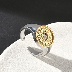 Brass Micro Pave Clear Cubic Zirconia Cuff Rings&nbsp;RJEW-G364-01GP-01