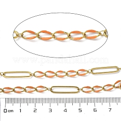 304ステンレススチールエナメルフィガロチェーン  ハンダ付け  スプールで  イオンプレーティング（ip）  18KGP本金メッキ  ダークオレンジ  20x5x1mm&nbsp;CHS-U003-02G-17