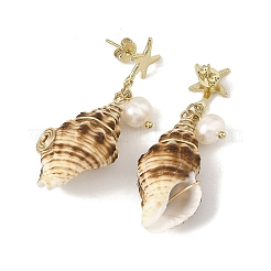 304 Stainless Steel with Natural Pearl Beads Stud Earrings&nbsp;EJEW-JE07420