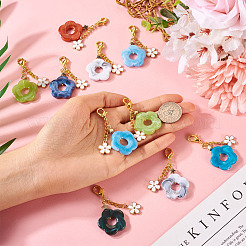 16Pcs 8 Colors Acrylic Flower Pendant Locking Stitch Markers&nbsp;HJEW-TA0001-19