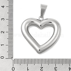 304ステンレスペンダント  ハートチャーム  ステンレス鋼色  29.5x29.5x5mm  穴：9x4mm&nbsp;STAS-D110-43P