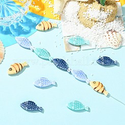 12 個 4 色の手作り磁器ビーズ  魚  ファミーユは磁器バラ  ミックスカラー  29~29.5x13~14x5.5mm  穴：2mm  3個/カラー&nbsp;PORC-CJ0001-54