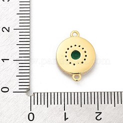 Brass Micro Pave Clear Cubic Zirconia & Shell Connector Charms&nbsp;KK-M303-03G-02