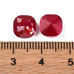 ガラスラインストーンカボション  後ろ向き  多面カット  正方形  シャム  8x8x4.5mm&nbsp;RGLA-A026-04A-208DE