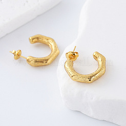 Textured 304 Stainless Steel C-Shaped Stud Earrings&nbsp;PA4752