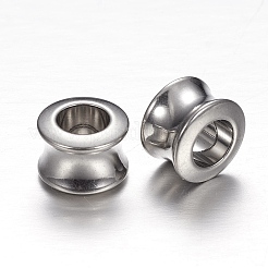 変色しにくい304ステンレススチールビーズ  大穴ビーズ  コラム  ステンレス鋼色  11x8mm  穴：6mm&nbsp;STAS-N066-25
