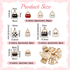 42個10スタイルアロイエナメルペンダント  ハンドバッグチャーム  ミックスカラー  18.5~23.5x13.5~17.5x2~6mm  穴：1.6~8mm&nbsp;ENAM-OC0001-20