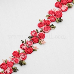 花ポリエステルトリムリボン  カーテンレーストリミング用  レッド  3/4インチ（20mm）&nbsp;OCOR-WH0057-18F