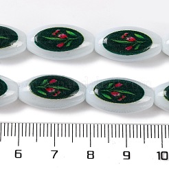 Printing Glass Oval Beads for Necklaces Bracelets Making&nbsp;GLAA-B020-01A-05