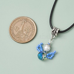 Glass Seed Beads & Glass Pearl Angel Pendant Necklaces&nbsp;NJEW-MZ00056-05