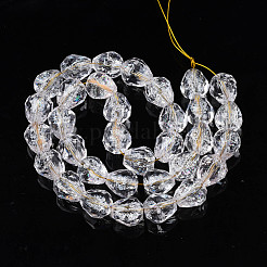 Transparent Crackle Glass Beads Strands&nbsp;GLAA-N051-03
