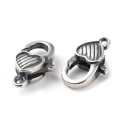 タイスターリングシルバーカニカン925個  ハート  スタンプ925個付き  アンティークシルバー  12.5x7.5x3.5mm  穴：1.2mm&nbsp;STER-D003-17AS