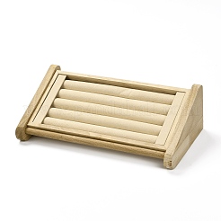 ウッドジュエリーフィンガーリングディスプレイスタンド  マイクロファイバー付き  アンティークホワイト  12.8x24x7.4cm&nbsp;RDIS-K003-01A