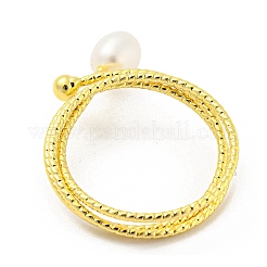 Natural Pearl Finger Ring&nbsp;RJEW-H220-30G