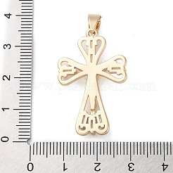 真鍮製マイクロパヴェキュービックジルコニアペンダント  クロス  18KGP本金メッキ  33.5x21x5mm  穴：6.5x3.5mm&nbsp;KK-A212-02C-G