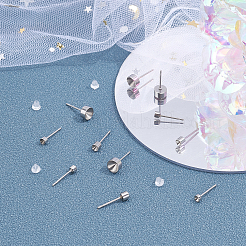 304ステンレススチールスタッドピアス金具  プラスチック製のピアスキャッチで  ステンレス鋼色  260個/箱&nbsp;STAS-UN0021-16P