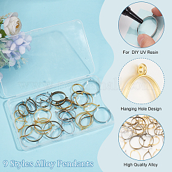 45Pcs 9 Styles Rack Plating Alloy Open Back Bezel Pendants&nbsp;FIND-OC0003-31