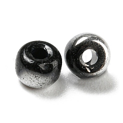 ガラスシードビーズ  ABカラー  ロンデル  ブラック  4x3mm  穴：1.2mm  20 G /袋&nbsp;GLAA-Q096-01K