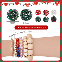 36Pcs 6 Colors Rhinestone Clay Pave Beads&nbsp;RB-PH0001-63