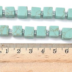 合成ターコイズビーズ連売り  キューブ  シードビーズで  8~8.5x8~8.5x8~8.5mm  穴：1.2mm  約38~39個/連  14.96''（38cm）〜15.35''（39cm）&nbsp;G-D338-A16