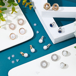 8Pairs 8 Style Half Round & Round & Twist Brass Clip-on Earrings with Plastic Pearl&nbsp;EJEW-PH0001-09-1