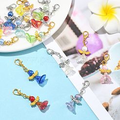 8Pcs Angel Acrylic & Glass Pearl Pendant Decorations&nbsp;HJEW-FS00070