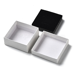 厚紙のジュエリーセットボックス  内部のスポンジ  正方形  ホワイト  7.2x7.25x3.2cm&nbsp;CBOX-C016-03B-02