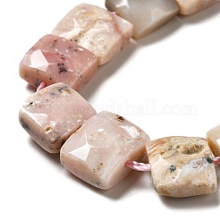 天然石ピンクオパールビーズ連売り  多面カット  正方形  10x10x6mm  穴：1~1.2mm  約19~20個/連  7.09~7.48インチ（18~19cm）&nbsp;G-G980-06