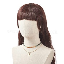 女性のためのネックレスセット  天然モスアゲートとカーネリアン ビーズのネックレスを含む  ナザールボンジュウキュービックジルコニアペンダントネックレス  304ステンレススチールベネチアンチェーン/ベネチアンチェーン付き  15.55~18.5インチ（39.5~47cm）  2個/セット&nbsp;NJEW-JN04127