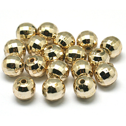 Faceted Round Plated Acrylic Beads&nbsp;PACR-L001-10mm-G