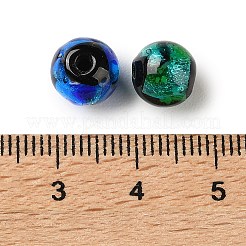 手作り銀箔ガラスベネチアンビーズ  ラウンド  ミックスカラー  8~9mm  穴：1.2mm&nbsp;LAMP-F047-04A