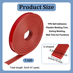 TPE 自己接着フレキシブル成形トリム  天井モールディング  家具用ウォールトリム  レッド  22.5mm  約5m /ロール&nbsp;DIY-WH0578-82C-02