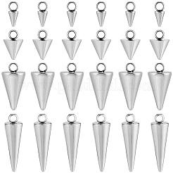 65個4スタイル304ステンレススチールペンダント  スパイク/コーン  ステンレス鋼色  7.5~18x3~7mm  穴：1.8~2mm&nbsp;STAS-BBC0009-10