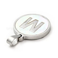 304 Stainless Steel with White Shell Pendants&nbsp;STAS-G268-01M-P