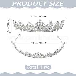 花嫁用亜鉛合金クリスタルラインストーンクラウン1個  銀  140x130x54mm  内径：125mm&nbsp;OHAR-LP0004-38
